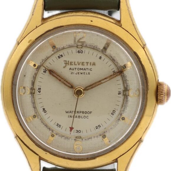 Vintage 34mm Helvetia 106 "Waterproof" Men's Automatic Wristwatch 837 Swiss - Picture 1 of 4